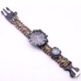 Military Outdoor Paracord Survival Bracelet Compass 6 In 1 Fire Watch