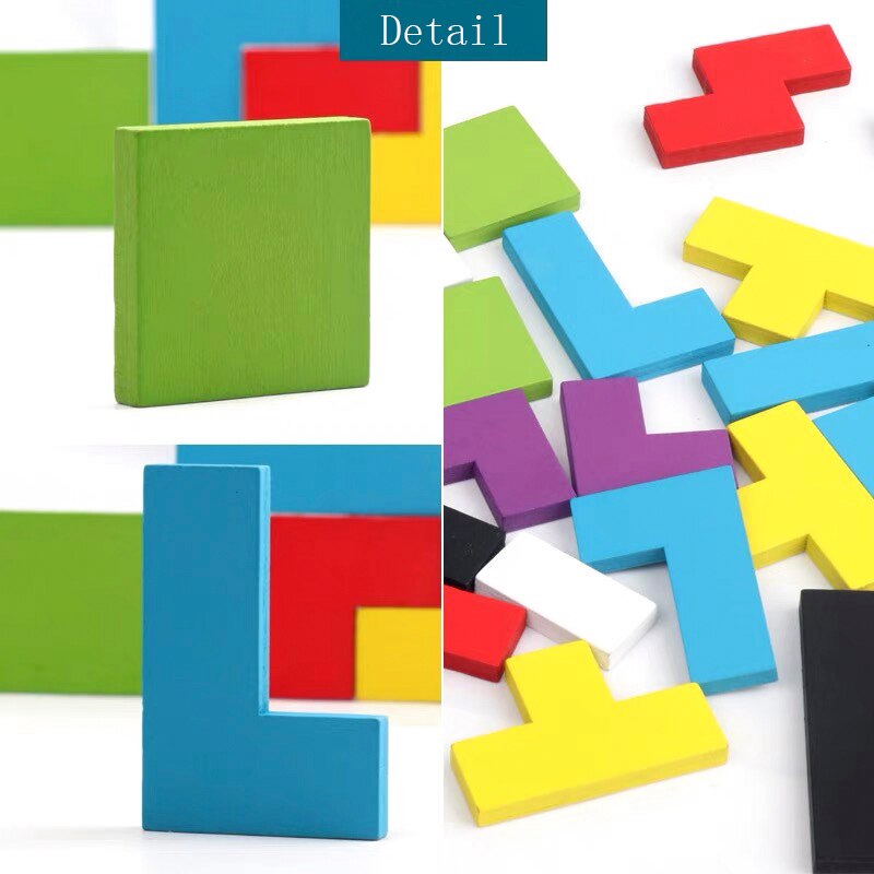 Colorful wooden tangram educational puzzle toy