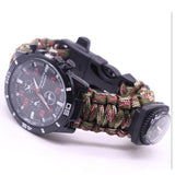 Military Outdoor Paracord Survival Bracelet Compass 6 In 1 Fire Watch