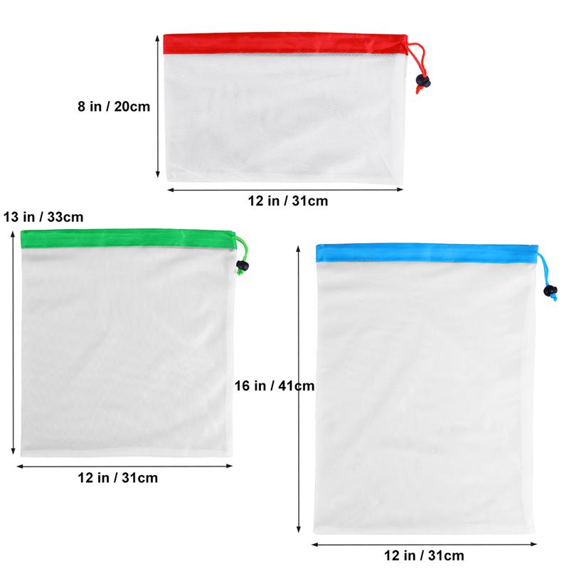 Reusable Eco-Friendly Mesh Produce Bag 12pcs 3 Sizes