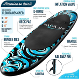 Fitpulse FITWAVE Inflatable Stand Up Paddle Board for Adults - Durable Lightweight SUP - 10 Ft. UV Design