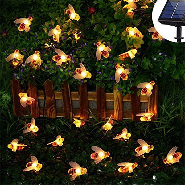 LED Solar Powered Honey Bee Fairy Lights