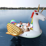 Inflatable Giant White Gold Winged Unicorn Float 6-8 Person Raft