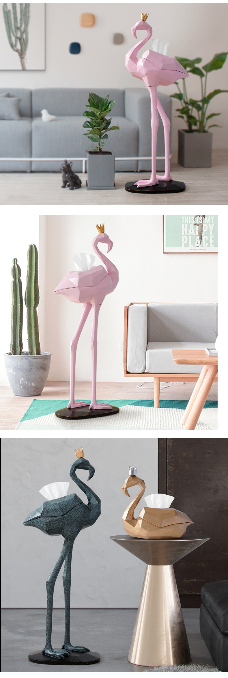 Flamingo Decorative Statue Tissue Holder Boxes