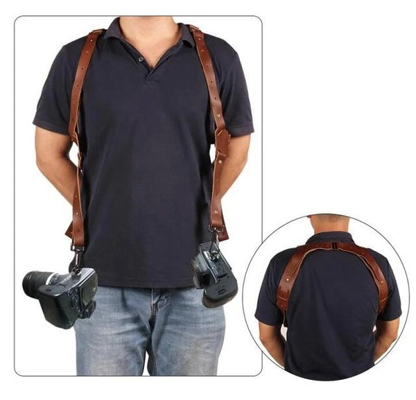Dual shoulder Leather Camera Strap