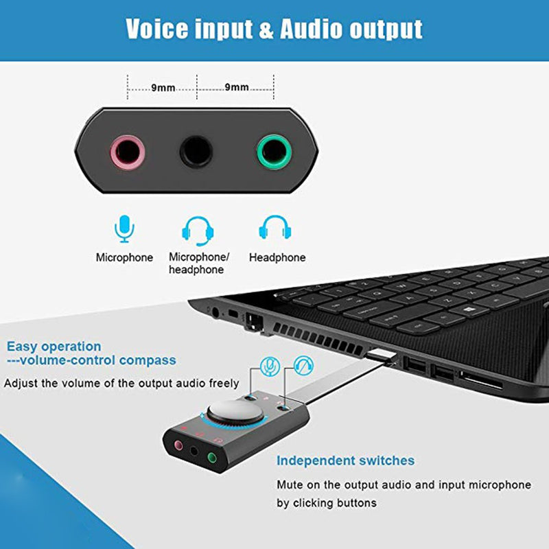 USB Audio Adapter Converter For Gaming Headset & More