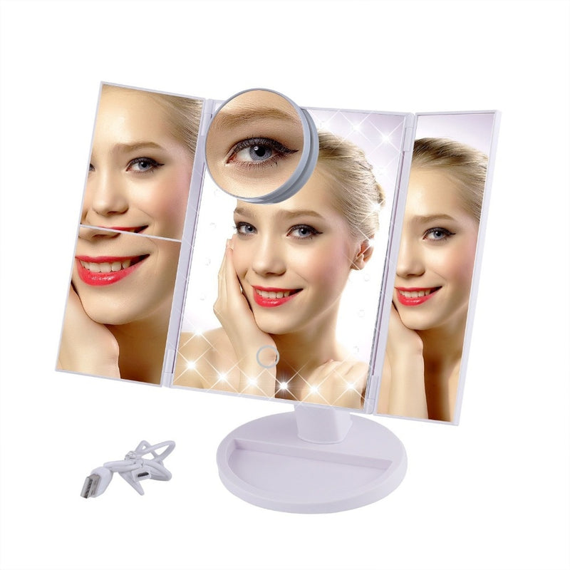 Tri-Fold Touch Screen LED Vanity Mirror