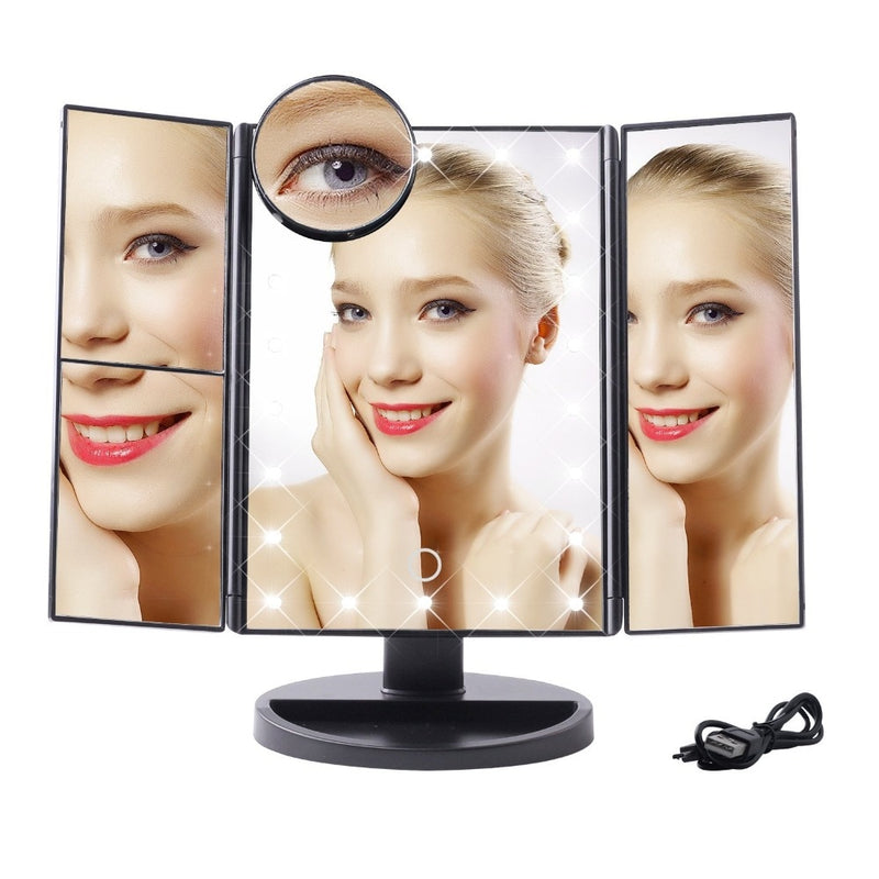 Tri-Fold Touch Screen LED Vanity Mirror