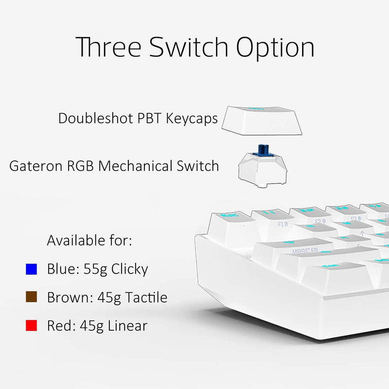 Anne Pro2 Gateron Switches Bluetooth 4.0 Type-C RGB 61 Keys Mechanical Gaming Keyboard