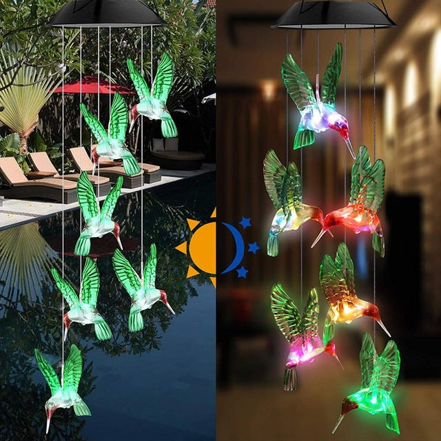 LED Solar Powered Crystal Ball Dragonfly Humming Bird Lights